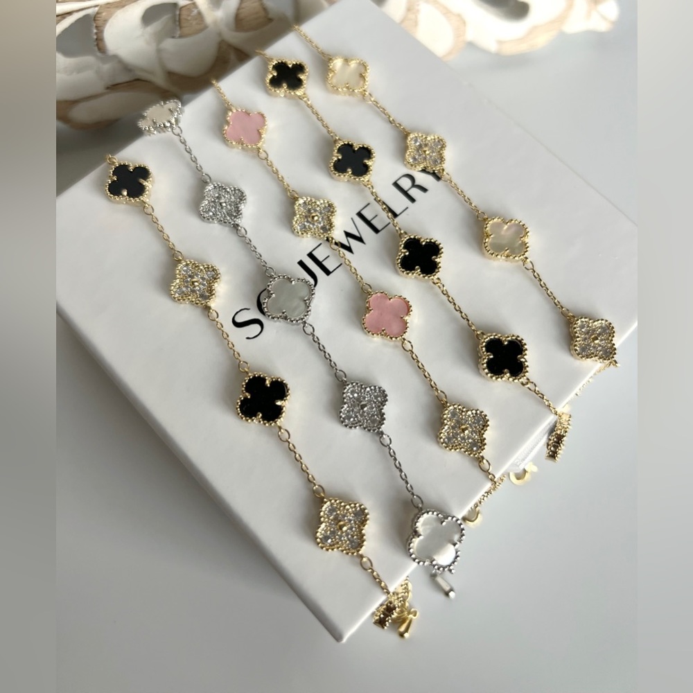 Mother of Pearl Clover Ecru Color Petite Clover Luxury Water Resistant Jewelry - Picture 6 of 6